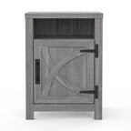 Walnut Barn Door Sofa End Table Nightstand Bedside Table with Storage Shelf