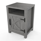 Walnut Barn Door Sofa End Table Nightstand Bedside Table with Storage Shelf