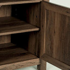 Walnut Barn Door Sofa End Table Nightstand Bedside Table with Storage Shelf