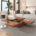 39.4  Square Marble Veneer Coffee Table with Sliding Top Storage