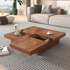 39.4  Square Marble Veneer Coffee Table with Sliding Top Storage