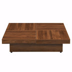 39.4  Square Marble Veneer Coffee Table with Sliding Top Storage