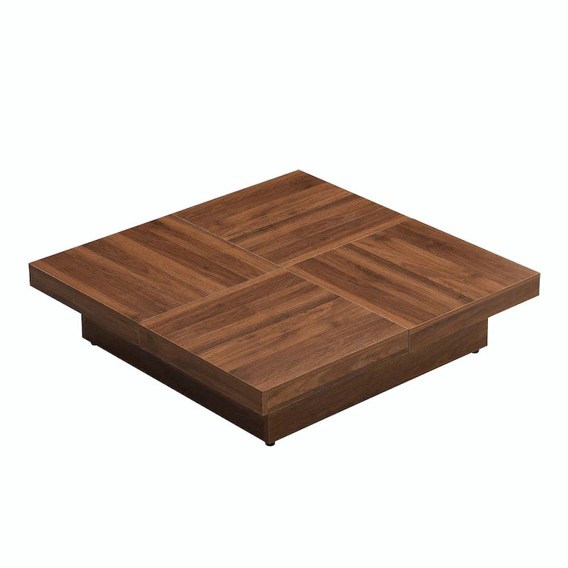 39.4  Square Marble Veneer Coffee Table with Sliding Top Storage