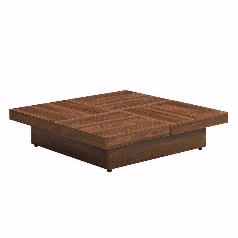 39.4  Square Marble Veneer Coffee Table with Sliding Top Storage