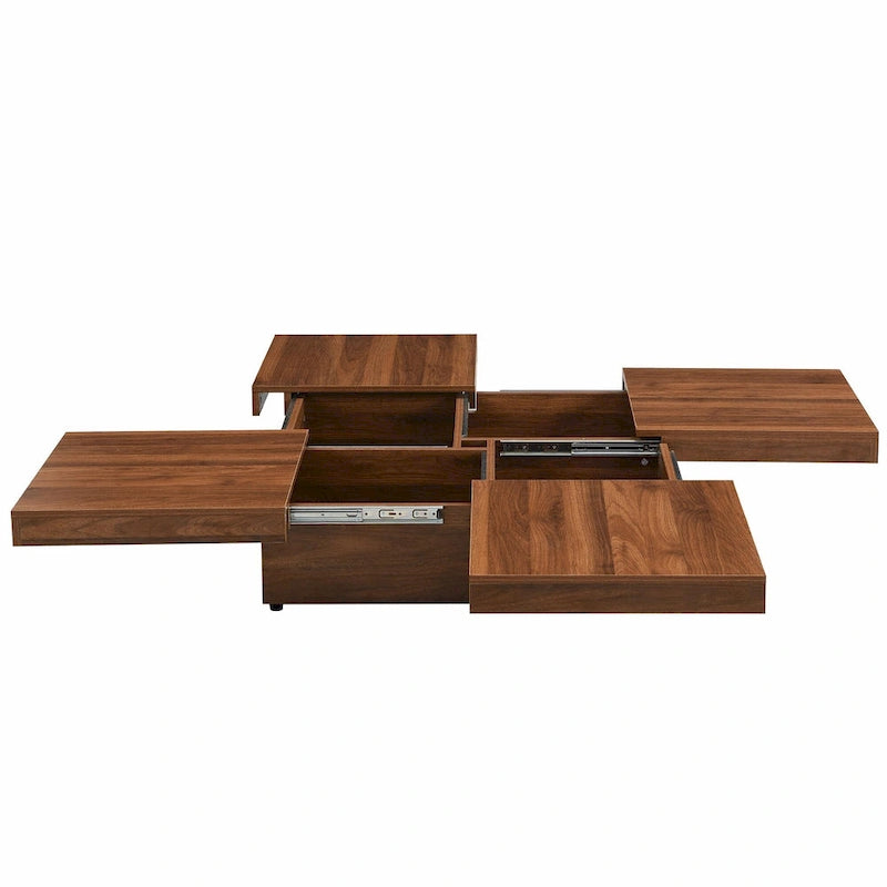 39.4  Square Marble Veneer Coffee Table with Sliding Top Storage