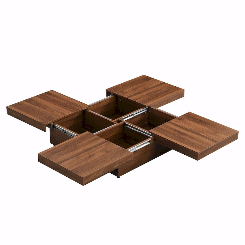 39.4  Square Marble Veneer Coffee Table with Sliding Top Storage