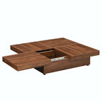 39.4  Square Marble Veneer Coffee Table with Sliding Top Storage