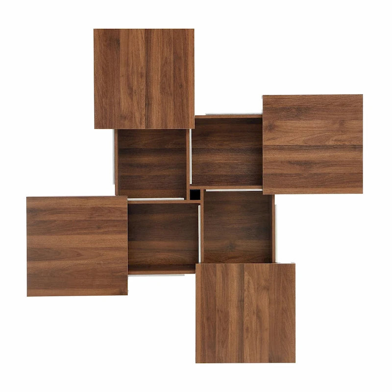 39.4  Square Marble Veneer Coffee Table with Sliding Top Storage