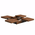 39.4  Square Marble Veneer Coffee Table with Sliding Top Storage