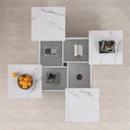 39.4  Square Marble Veneer Coffee Table with Sliding Top Storage