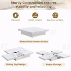 39.4  Square Marble Veneer Coffee Table with Sliding Top Storage