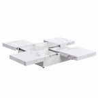 39.4  Square Marble Veneer Coffee Table with Sliding Top Storage