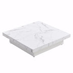 39.4  Square Marble Veneer Coffee Table with Sliding Top Storage