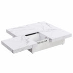39.4  Square Marble Veneer Coffee Table with Sliding Top Storage