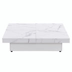 39.4  Square Marble Veneer Coffee Table with Sliding Top Storage