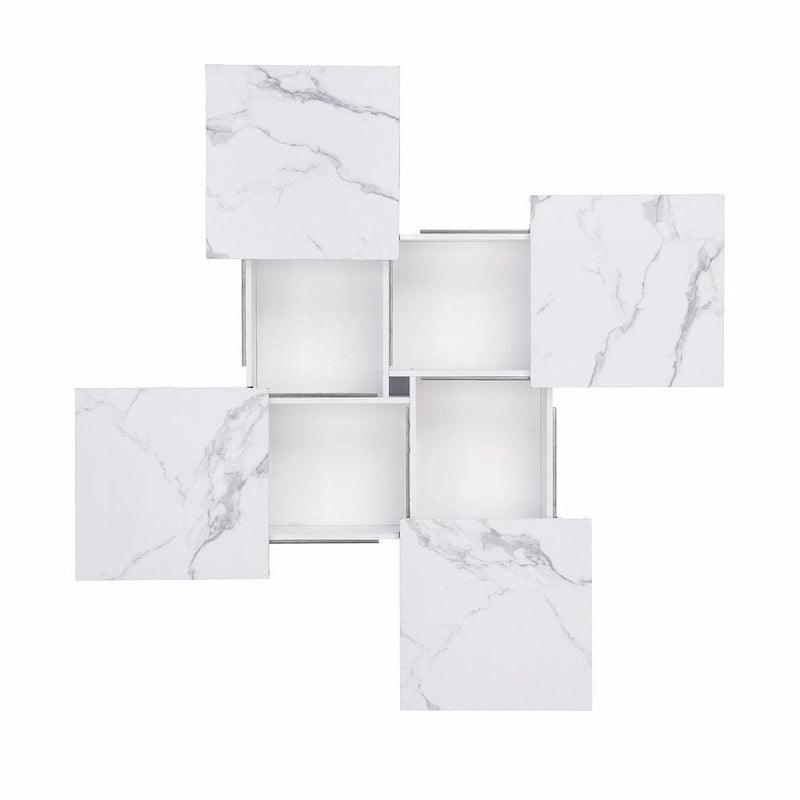 39.4  Square Marble Veneer Coffee Table with Sliding Top Storage