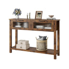 Wood Entryway Table, Console Table with 2 Glass Drawers