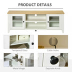 Modern TV Stand, Entertainment Center with Shelves and Cabinets for Flatscreen TVs up to 60 for Bedroom, Living Room, White