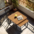 Walnut & Black Square Nesting Coffee Tables - 2 Piece Set