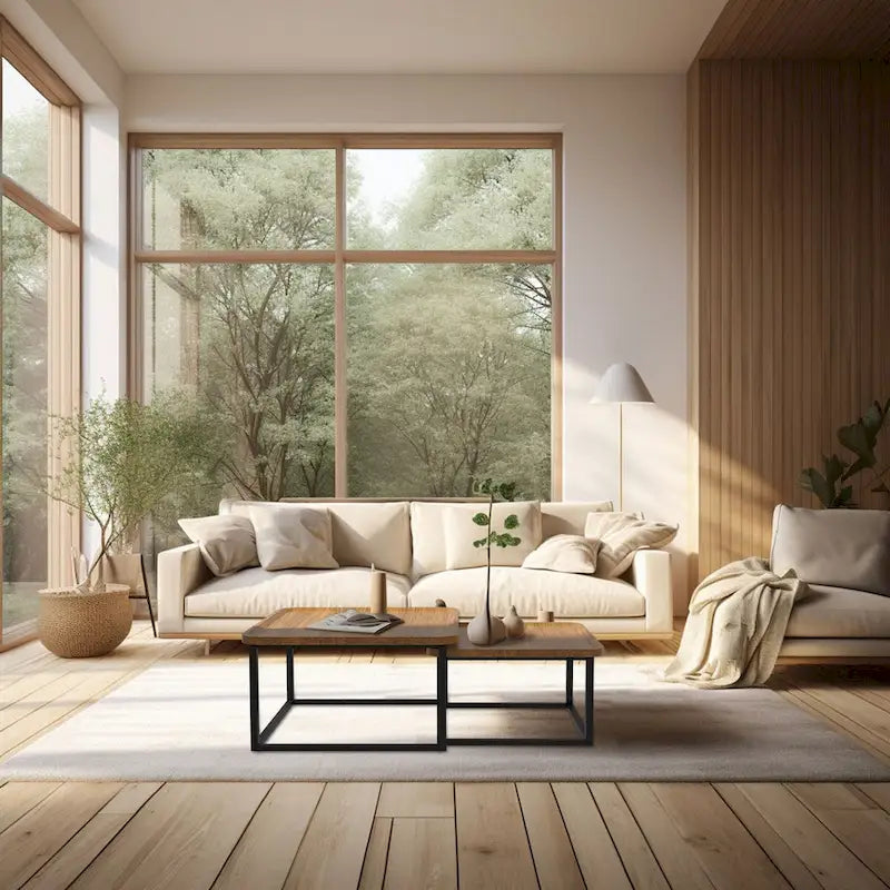 Walnut & Black Square Nesting Coffee Tables - 2 Piece Set