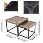 Walnut & Black Square Nesting Coffee Tables - 2 Piece Set