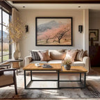 Walnut & Black Square Nesting Coffee Tables - 2 Piece Set