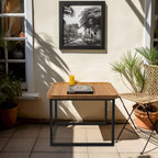 Walnut & Black Square Nesting Coffee Tables - 2 Piece Set