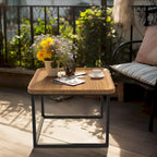 Walnut & Black Square Nesting Coffee Tables - 2 Piece Set