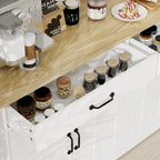 55.91 Large Farmhouse Buffet Cabinet Storage Sideboard with 2 Drawers and 4 Doors for Dining Living Room Kitchen Cupboard-White