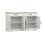 55.91 Large Farmhouse Buffet Cabinet Storage Sideboard with 2 Drawers and 4 Doors for Dining Living Room Kitchen Cupboard-White