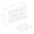 55.91 Large Farmhouse Buffet Cabinet Storage Sideboard with 2 Drawers and 4 Doors for Dining Living Room Kitchen Cupboard-White
