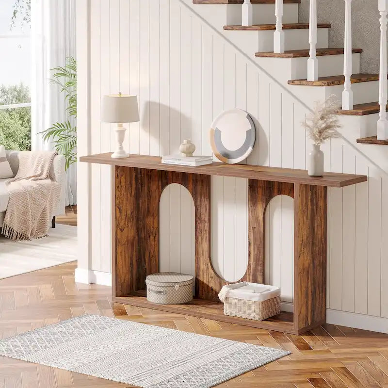 70.9 inch Farmhouse Console Table, Extra Long Entryway Console Table with Storage
