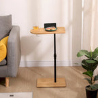 Tray Table Height Adjustable Side Table for Sofa C-shaped Oval End Tables with Slots for Living Room (Oval + Rectangle)
