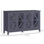 Sideboard, Buffet Cabinet with Tempered Glass Doors and Adjustable Storage Shelf, Credenza, Grey