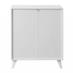 Modern Bathroom Cabinet Storage Organizer with 2 Glass Doors and Adjustable Shelf White