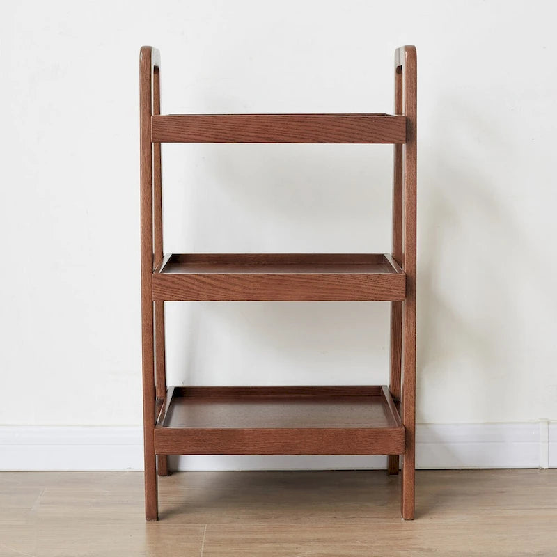 Walnut Color Oak Storage Bench,3-Tier Beech Wood Shoe Rack for Entryway,Premium Storage Organizer