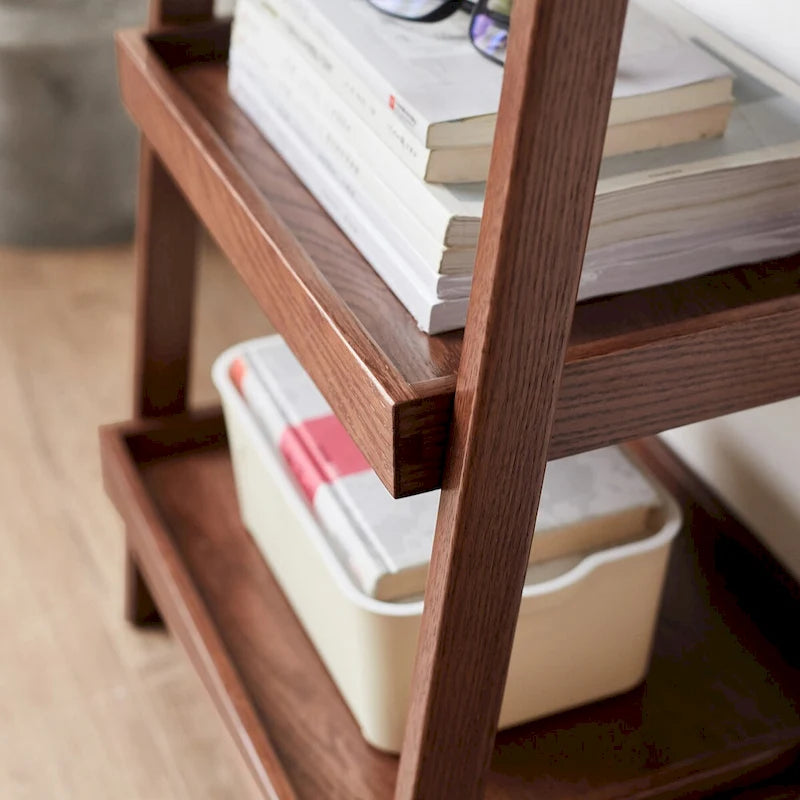 Walnut Color Oak Storage Bench,3-Tier Beech Wood Shoe Rack for Entryway,Premium Storage Organizer
