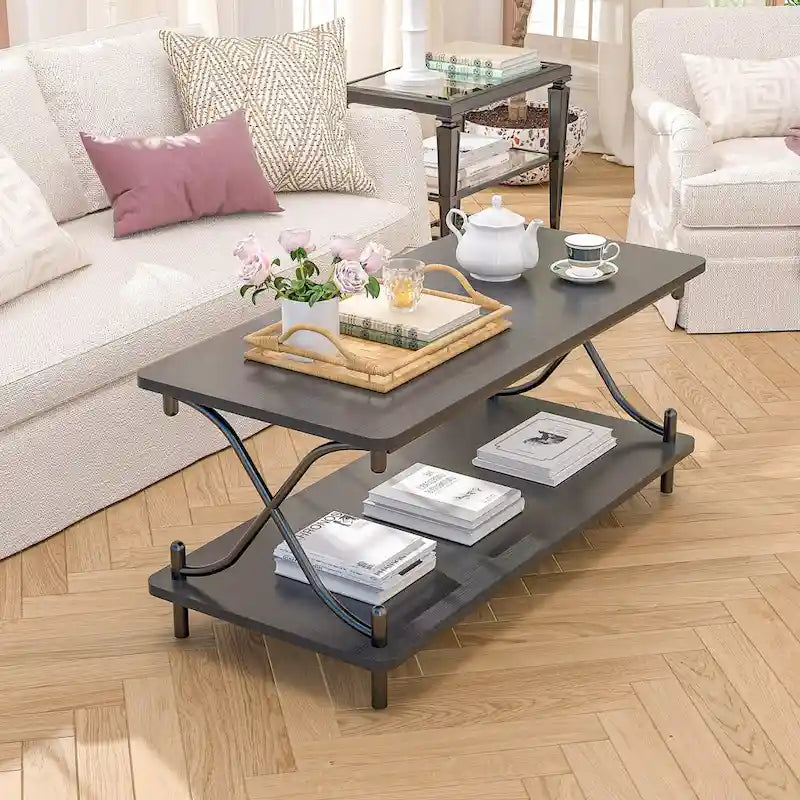 Javlergo Modern 3 Piece Coffee Table Set for Living Room Includes Wood Coffee Table and End Table Set of 2