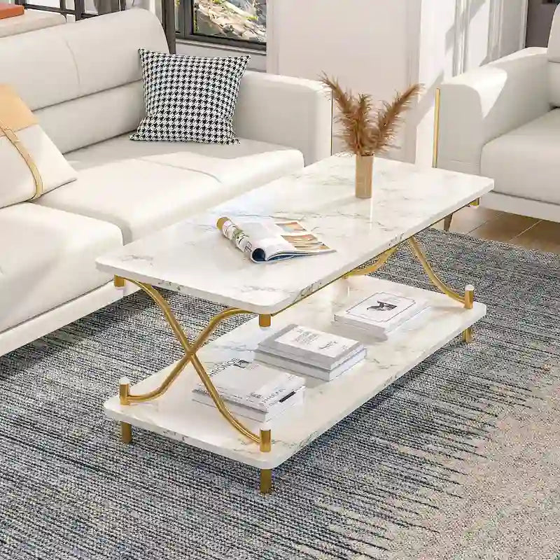 Javlergo Modern 3 Piece Coffee Table Set for Living Room Includes Wood Coffee Table and End Table Set of 2