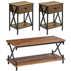 Javlergo Modern 3 Piece Coffee Table Set for Living Room Includes Wood Coffee Table and End Table Set of 2