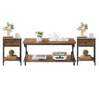 Javlergo Modern 3 Piece Coffee Table Set for Living Room Includes Wood Coffee Table and End Table Set of 2