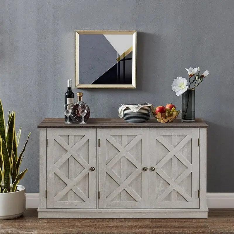 48  Rustic Wood Finish Buffet Cabinet with 3 Doors - Ample Storage - 48  in Width