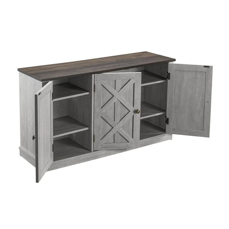 48  Rustic Wood Finish Buffet Cabinet with 3 Doors - Ample Storage - 48  in Width