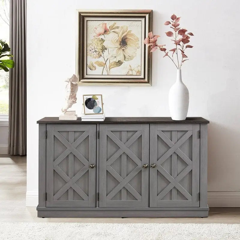 48  Rustic Wood Finish Buffet Cabinet with 3 Doors - Ample Storage - 48  in Width