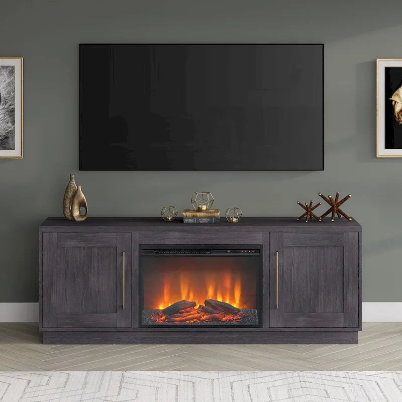 Tillman Rectangular TV Stand with Log Fireplace for TV's up to 75