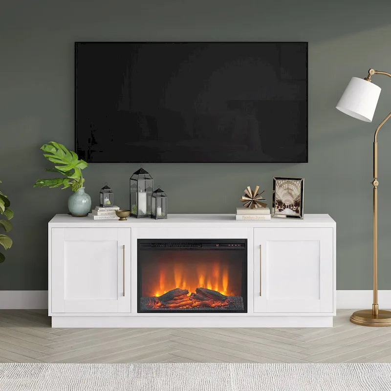 Tillman Rectangular TV Stand with Log Fireplace for TV's up to 75