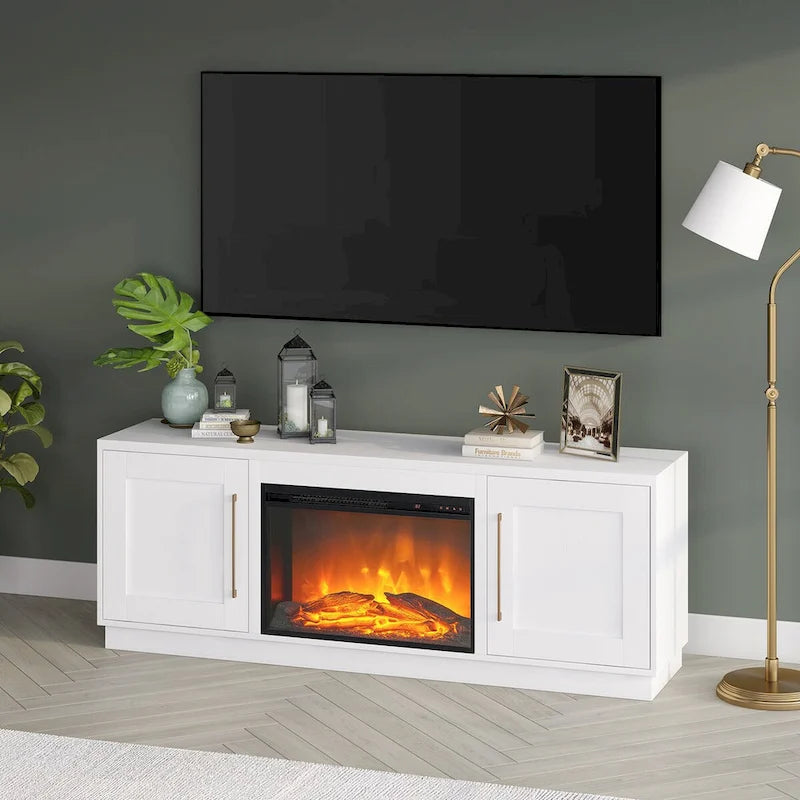 Tillman Rectangular TV Stand with Log Fireplace for TV's up to 75