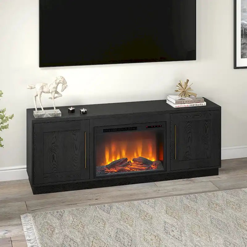 Tillman Rectangular TV Stand with Log Fireplace for TV's up to 75