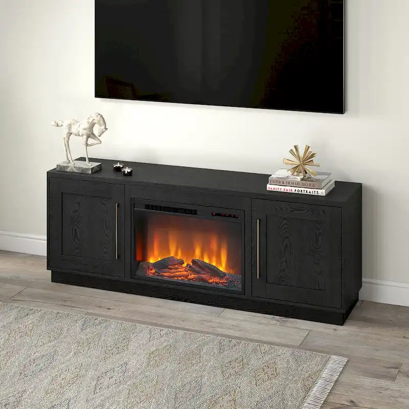 Tillman Rectangular TV Stand with Log Fireplace for TV's up to 75