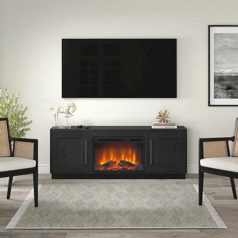 Tillman Rectangular TV Stand with Log Fireplace for TV's up to 75